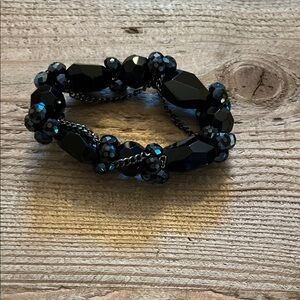 Saks Fifth Avenue Elegant Black Beaded Bracelet